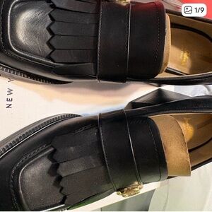 Sam Edelman Black Leather Fringe Loafers